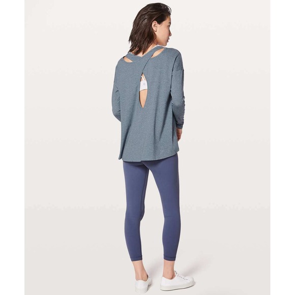 Lululemon Tops - Lululemon Back Into It Long Sleeve Shirt Heathered Blue Relaxed Fit Top